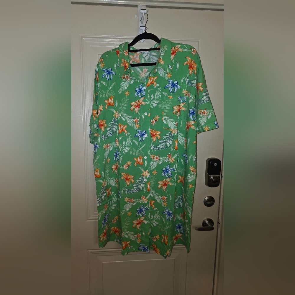 2 For $20 Vacation Ready Floral Shirt Dress Cruise‎ Ready. 100% Rayon - Picture 4 of 7